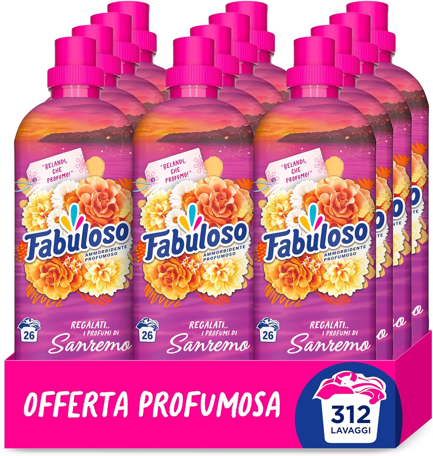 Fabuloso Ammorbidente Concentrato I Regalati l'Italia con Profumi di Stintino 12x585ml | Fragranza che Dura per Settimane* | Fragranza Attivata dal Movimento | 312 Lavaggi